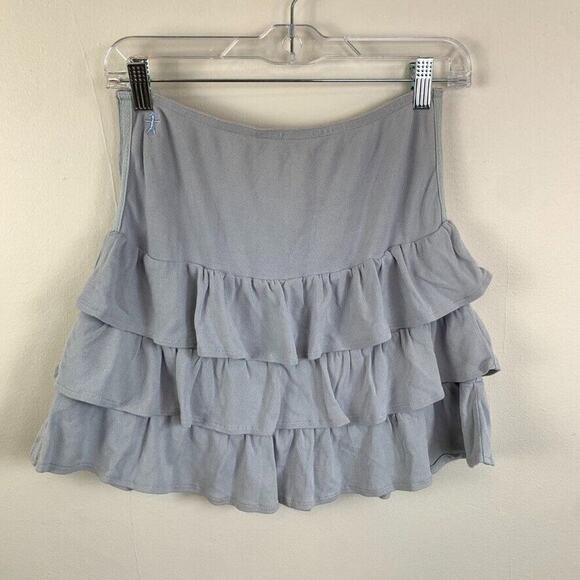 Da-Nang Dresses & Skirts - Vtg V2k Da-Nang 100% Silk Ruffle Mini Skirt M Baby Blue Fairy Grunge
